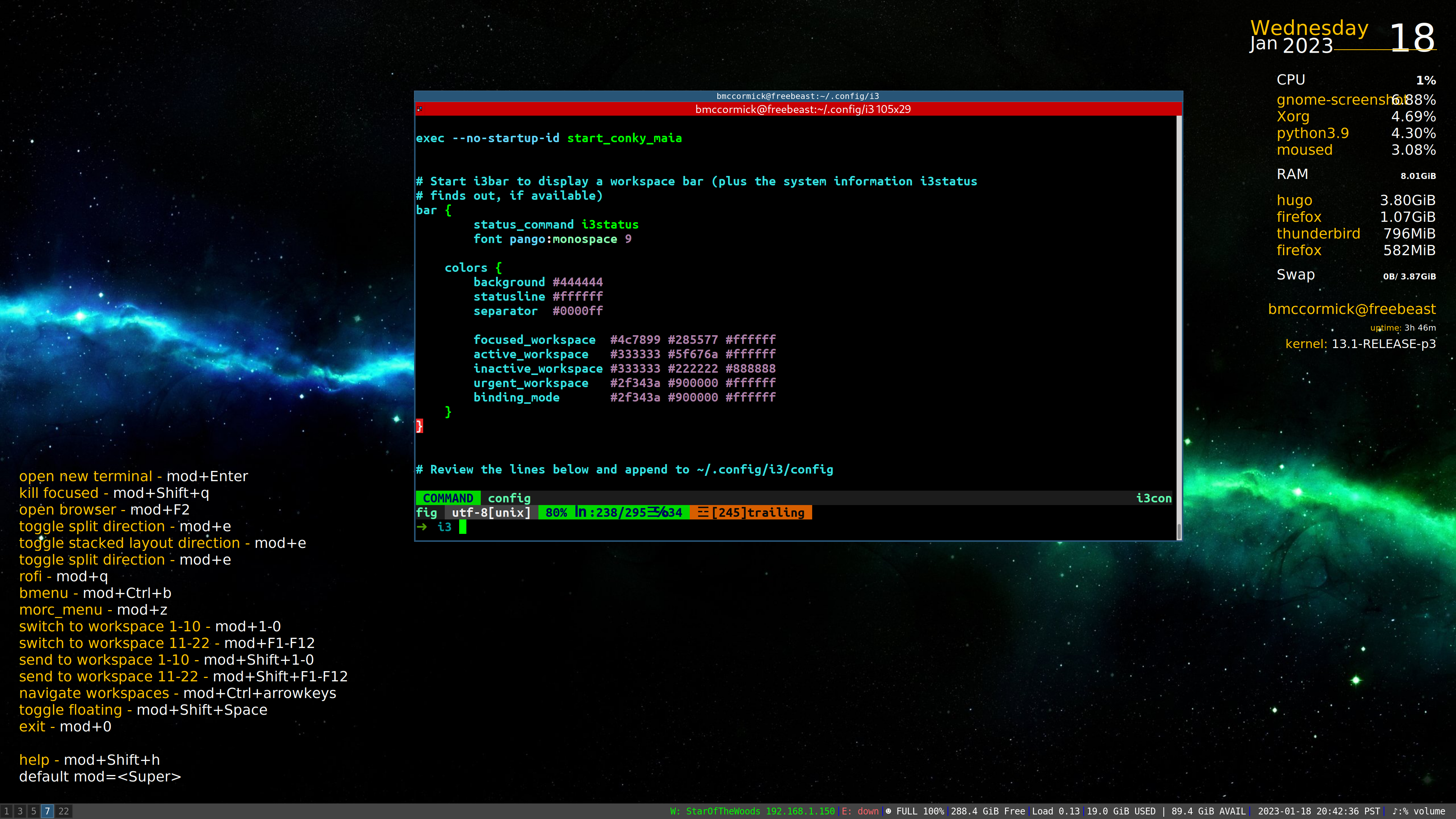 i3wm desktop with conky and terminator